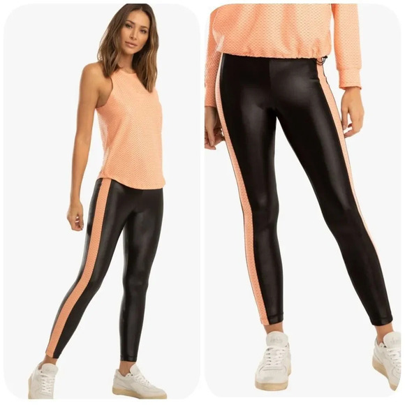 KORAL Dynamic Duo High Rise Legging - Black/Pompano Orange - Picture 1 of 8